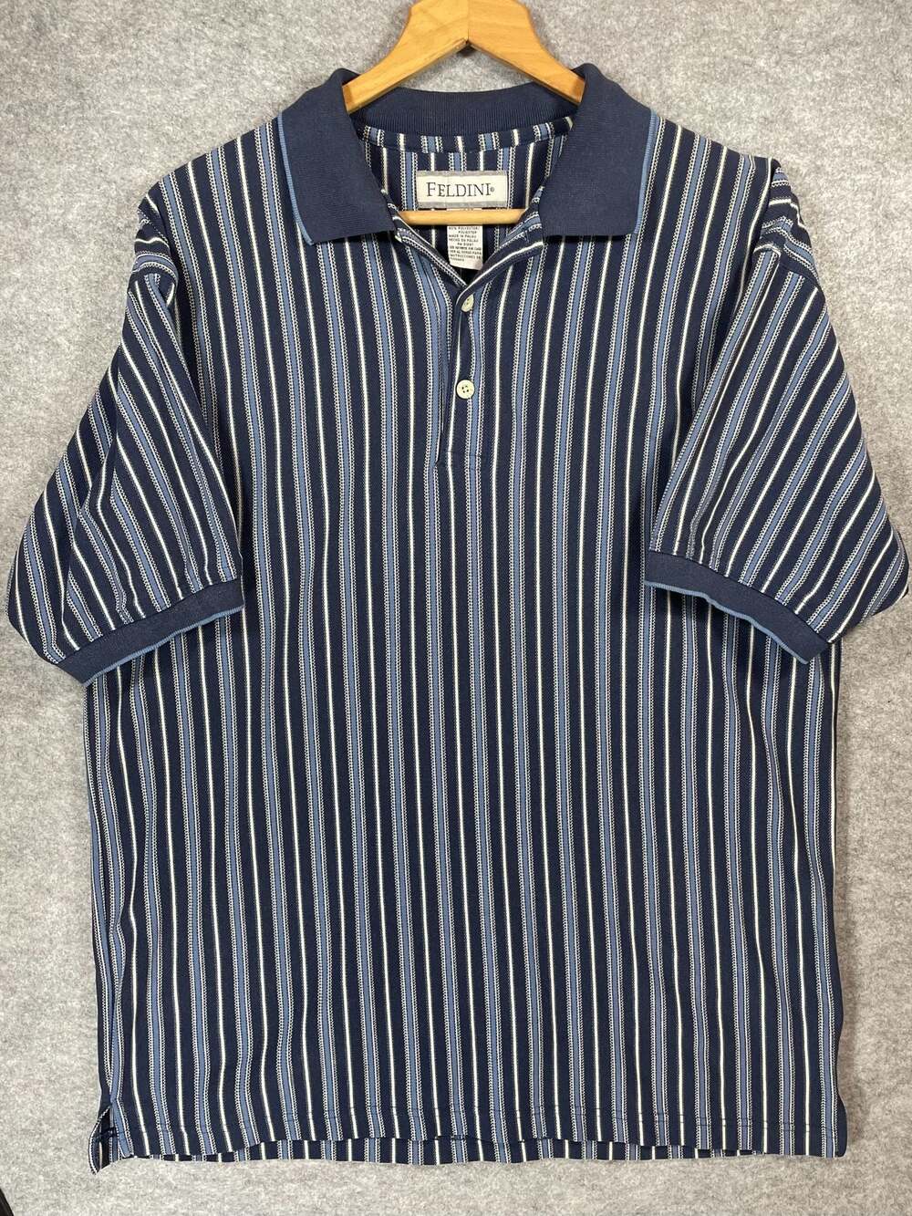 Feldini Vintage 90s Striped Short Sleeve Polo Shirt - Picture 2 of 5